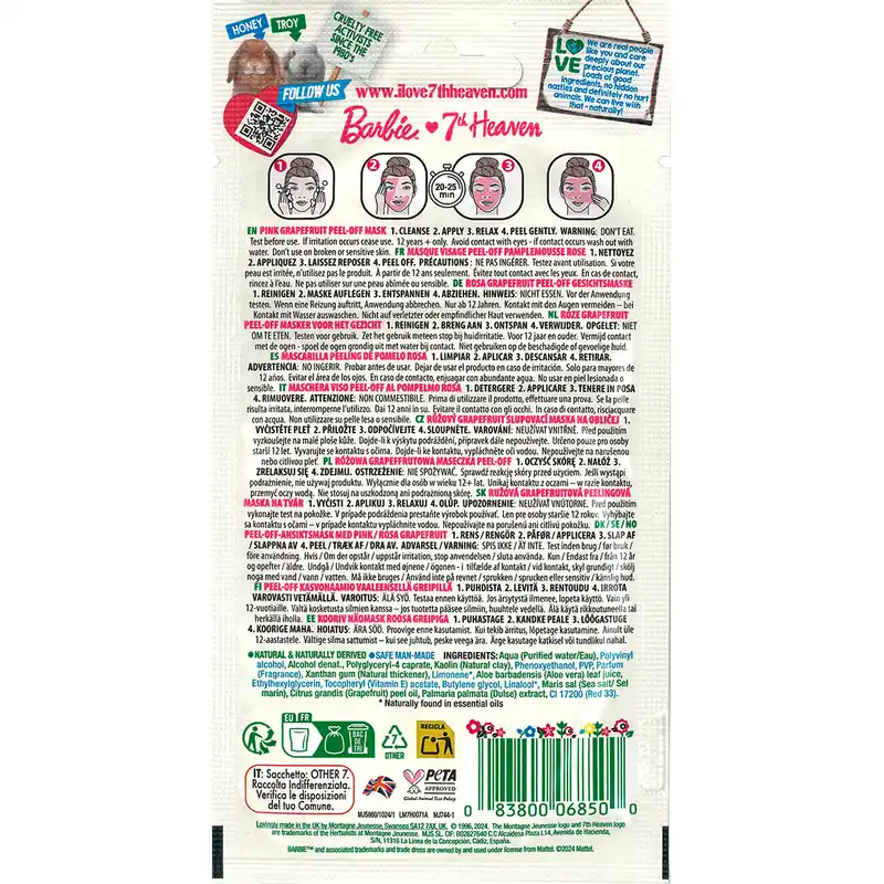7 Heaven Masque Peel-Off Rose Pamplemousse Barbie - Image 2