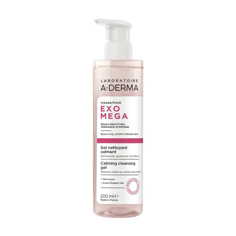 A-Derma Exomega Gel nettoyant apaisant pour le visage, 200 ml