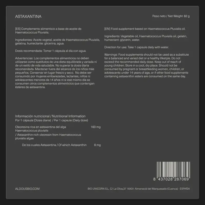 Aldous Bio Pure Natural Astaxanthin , 120 gélules - Image 7