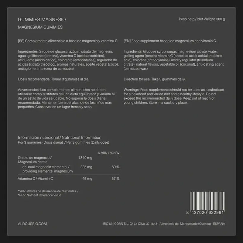 Aldous Bio Citrate de Magnésium Gummies , 120 gummies - Image 7