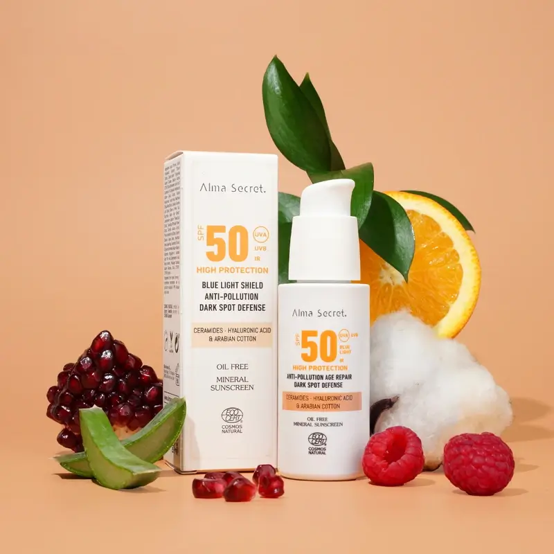 Alma Secret Natural Facial Sunscreen SPF50 Ceramides, Anti-Blemish & Oil-Free Golden, 50 ml - Image 3