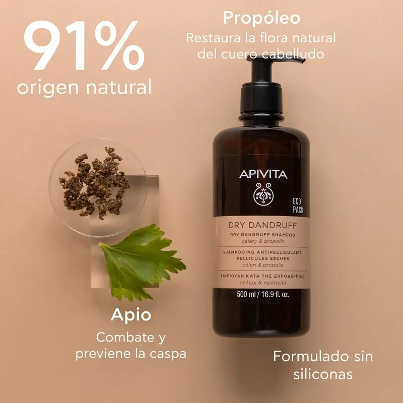 APIVITA Shampooing antipelliculaire sec 500 ml - Image 3