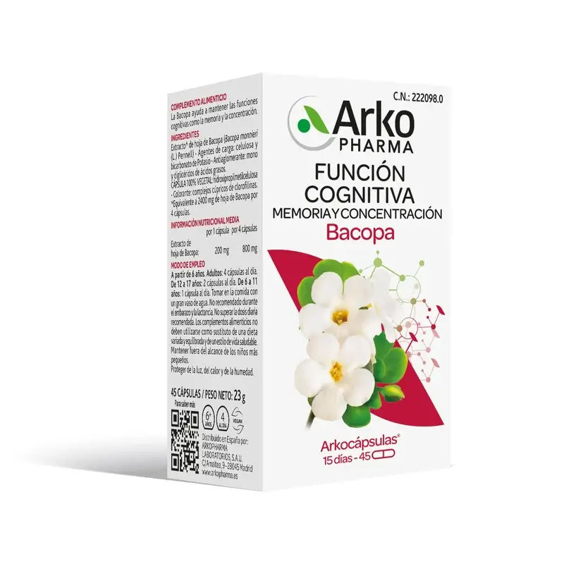 Arkopharma Arkocápsulas Bacopa, 45 gélules