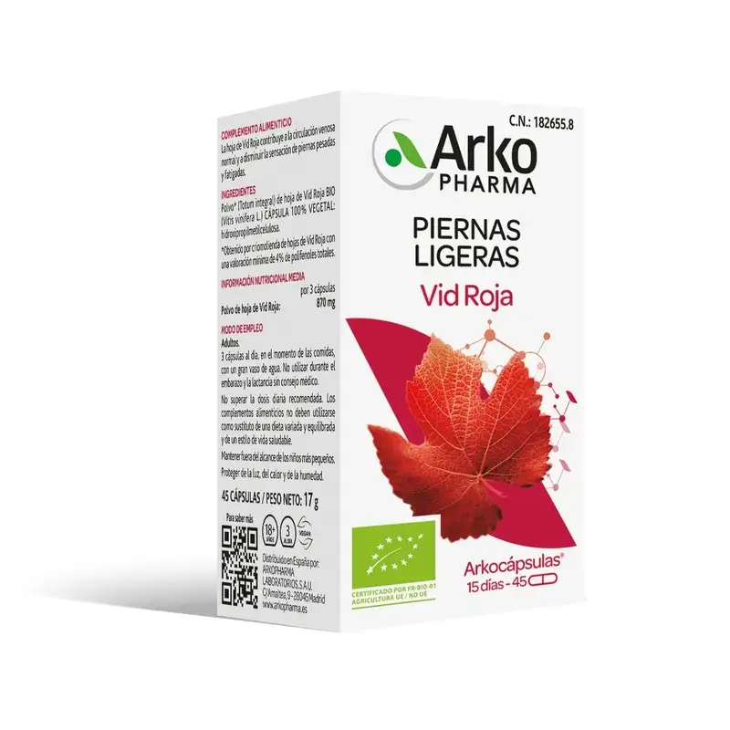 Arkopharma Arkopcápsulas Vigne Rouge Bio, 45 gélules - Image 2