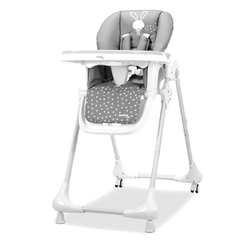 Chaise haute Asalvo à roulettes Bunny Grey