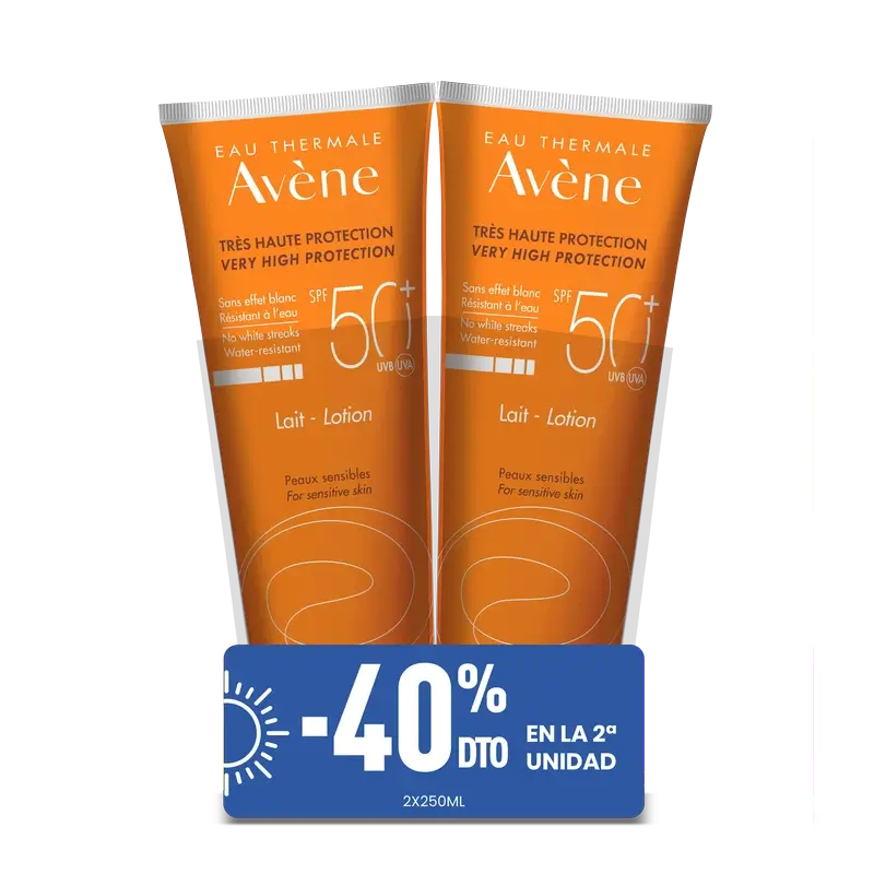 Avène Eau Thermale Lait Spf 50+ Pack 2 X 250Ml