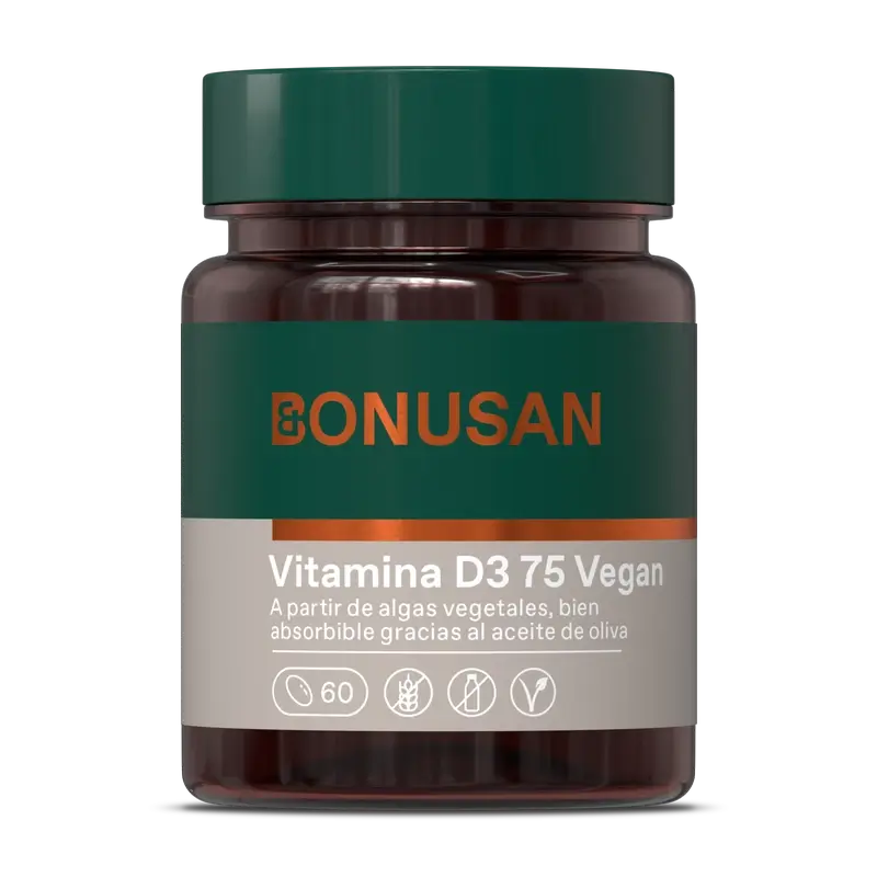 Bonusan Vitamine D3 75 Vegan, 60 perles