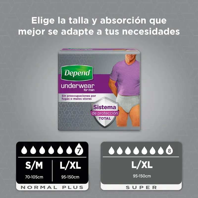 Depend Normal S/M Couche pour homme adulte, 10 pièces - Image 4