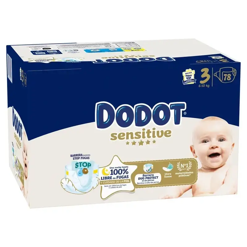 Dodot Sensitive Jumbo Sensitive Nappy Pack Size 3 , 2x78 unités + Aqua Plastic Free Wipes Box 6X48 (288 unités) - Image 4