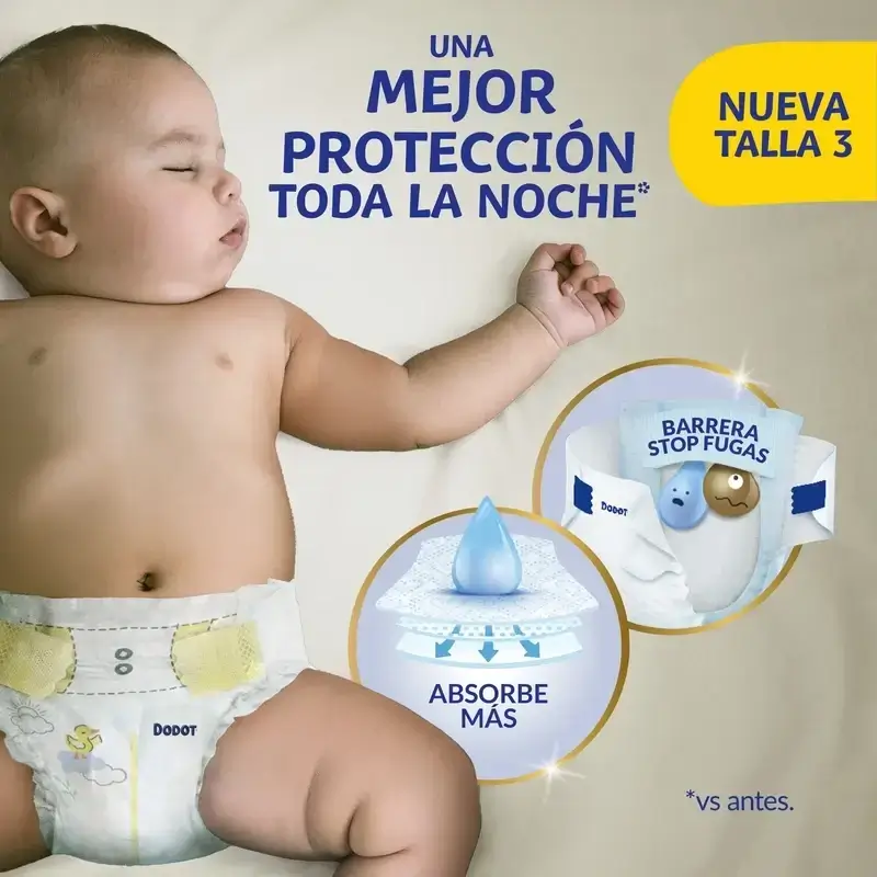 Dodot Sensitive Extra Jumbo Nappy Size 3+, Pack 2 x 56 couches - Image 7