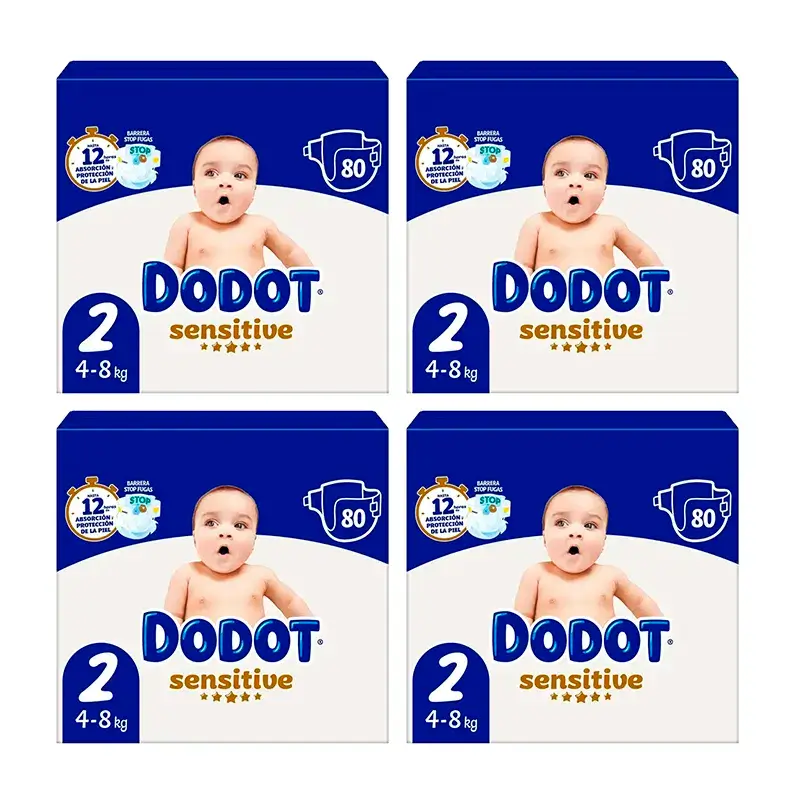 Boîte de 4 x 80 couches Dodot Sensitive Taille 2