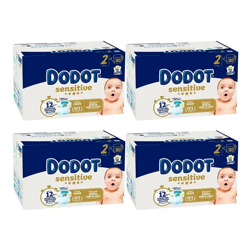 Boîte de 4 x 80 couches Dodot Sensitive Taille 2 - Image 2