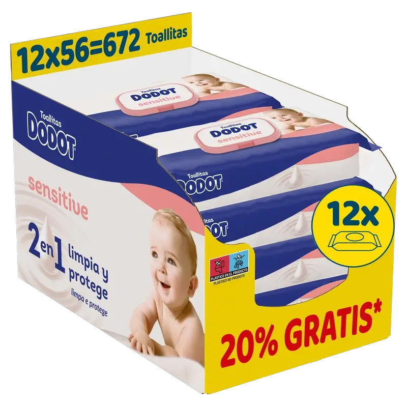 Dodot Sensitive Wipes, 12x56, 672 pcs.
