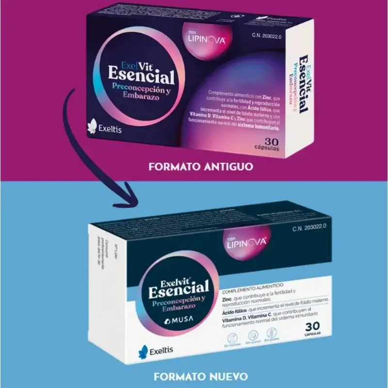 Exelvit Essentiel Préconception et Grossesse, Pack 4 x 30 Capsules - Image 3