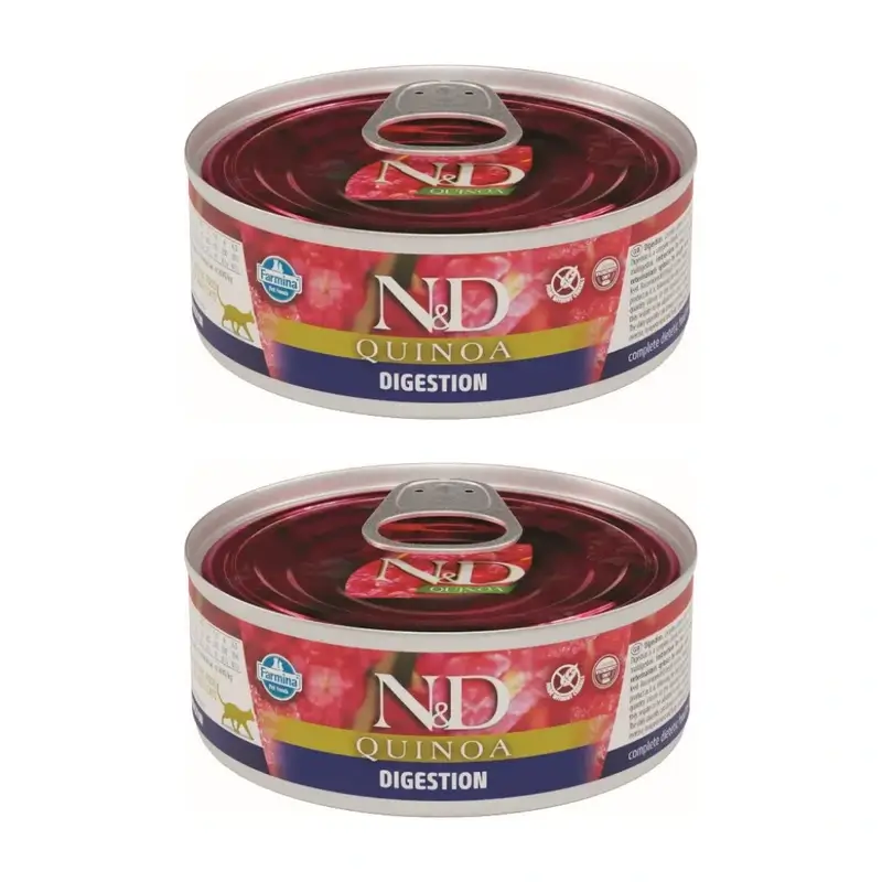 Farmina N&D Cat Quinoa Digestion Box 24X80Gr, nourriture humide pour chat, paquet de 2