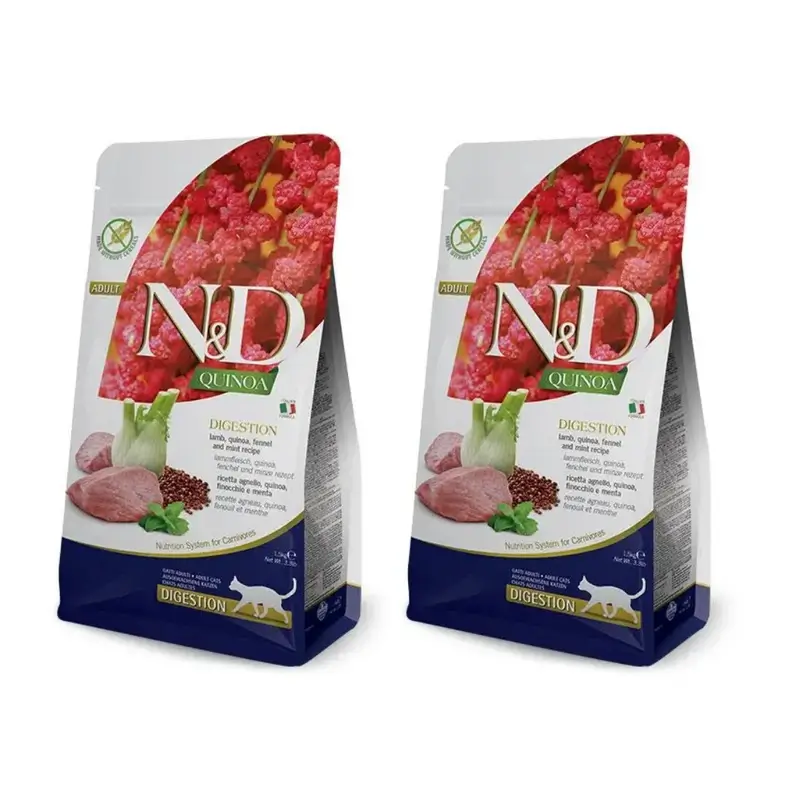 Farmina N&D Cat Quinoa Digestion Agneau Digestion 5Kg, nourriture pour chat, paquet de 2