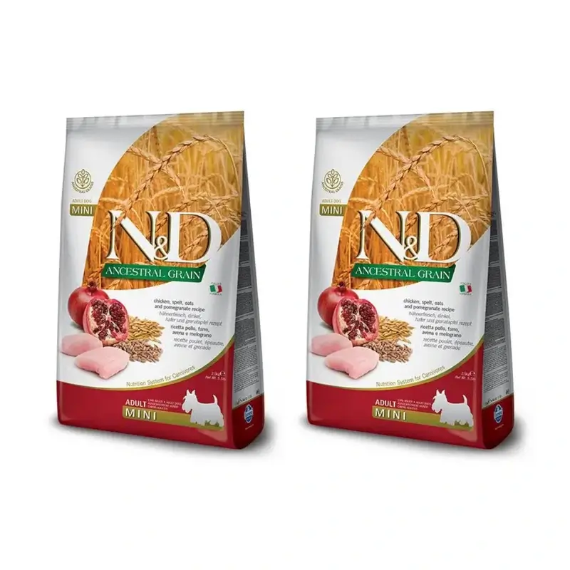 Farmina N&D Dog Ancestral Light Mini 2,5Kg, nourriture pour chiens, paquet de 2