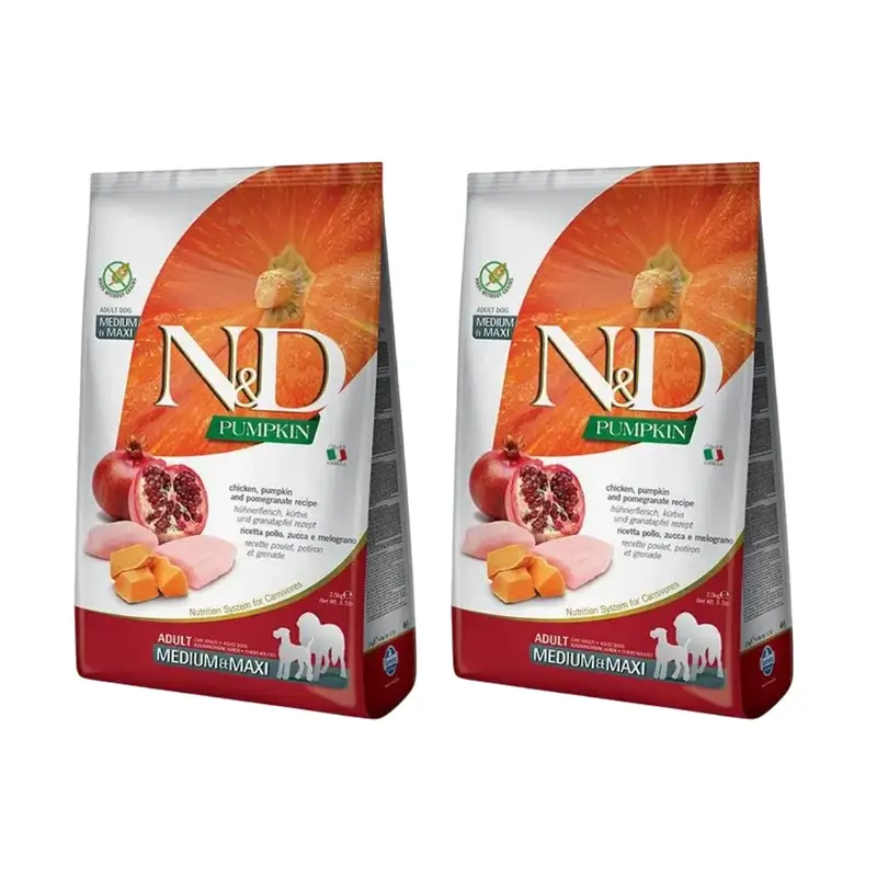 Farmina N&D Dog Pumpkin Medium Maxi Chicken 12Kg, croquettes pour chien, paquet de 2