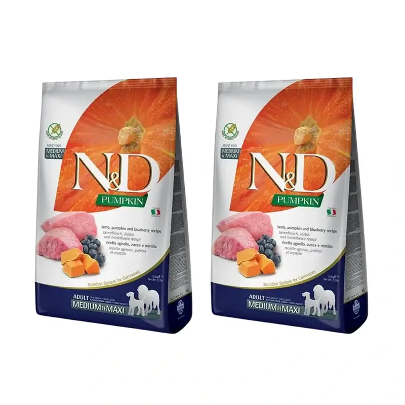 Farmina N&D Dog Pumpkin Medium Maxi Lamb 12Kg, croquettes pour chien, paquet de 2