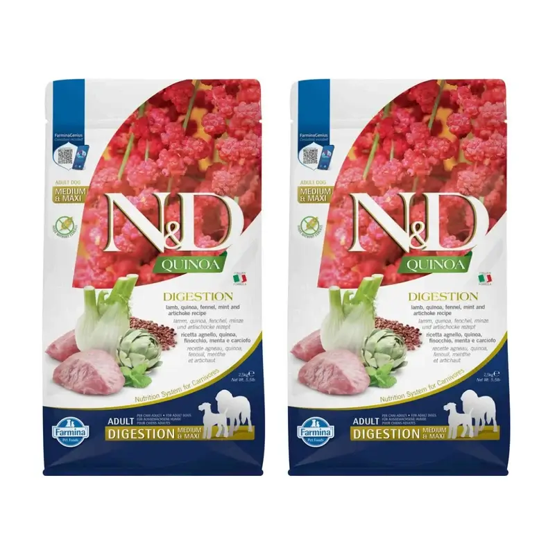 Farmina N&D Dog Quinoa Digestion Lamb Maxi 2,5Kg, Pack Of 2