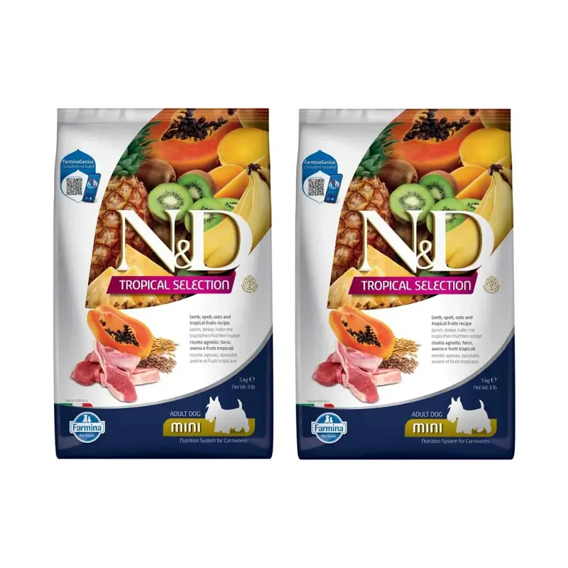 Farmina N&D Dog Tropical Selection Mini Lamb 5Kg, paquet de 2