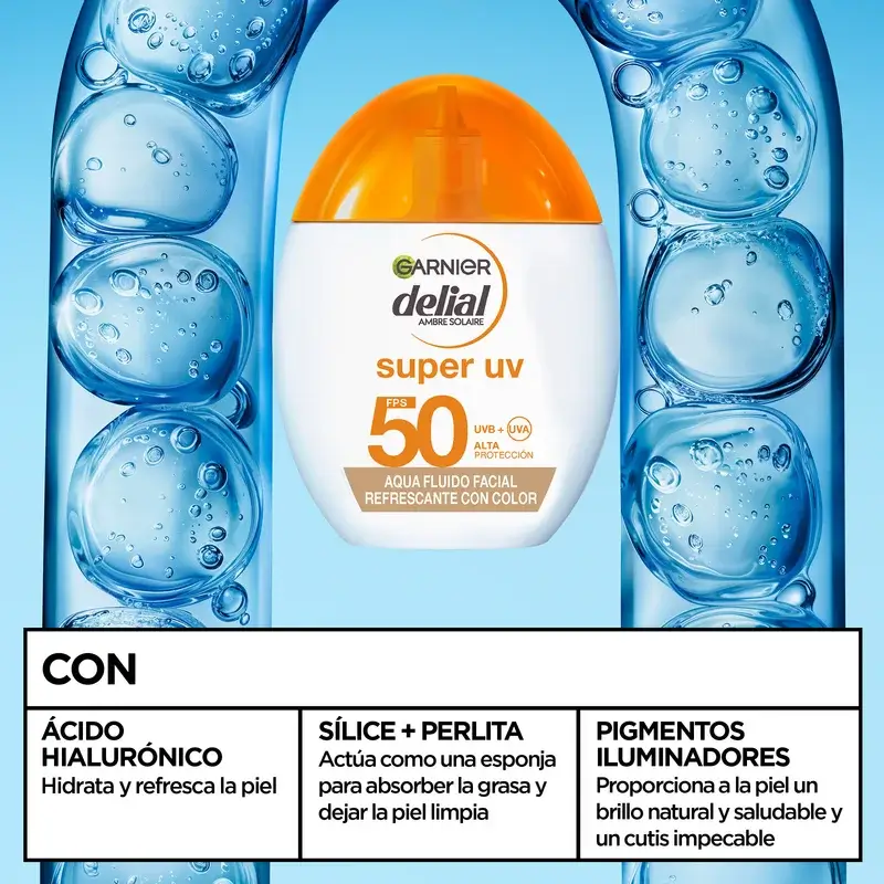Garnier Delial Super Uv Water Refreshing Face Fluid Spf 50 Matte Effect, 50 ml - Image 4