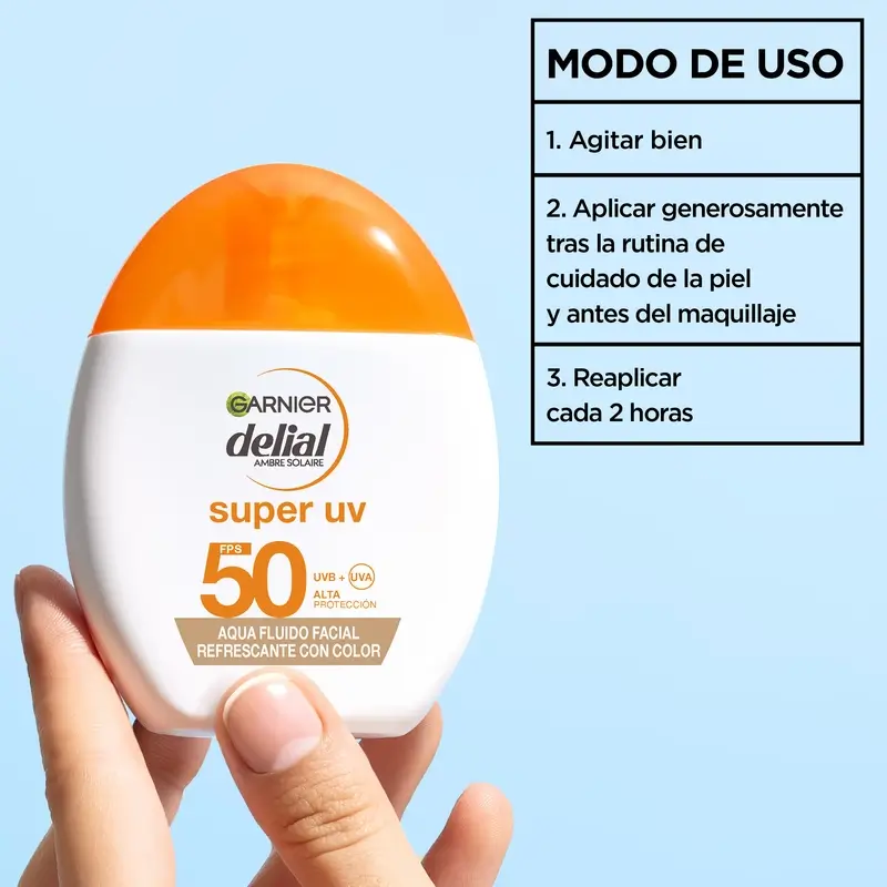 Garnier Delial Super Uv Water Refreshing Face Fluid Spf 50 Matte Effect, 50 ml - Image 7