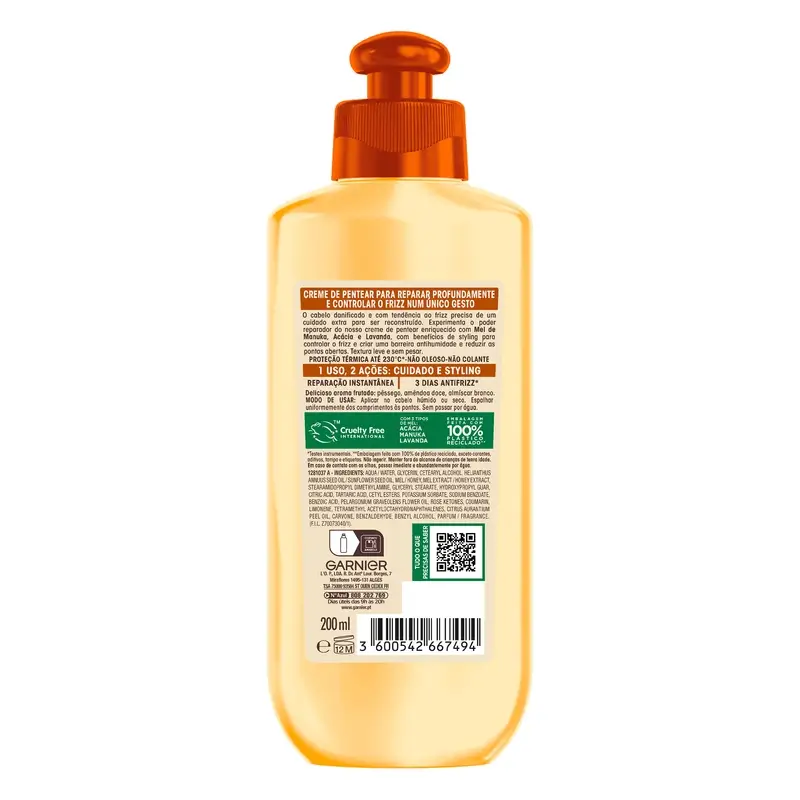 Garnier Ultra Doux 2 en 1 Anti-Frizz Repair Styling Cream, 200 ml - Image 2