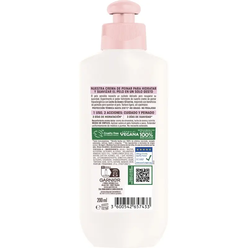 Garnier Ultra Doux 2 In 1 Gentle Moisturising Styling Cream, 200 ml - Image 2