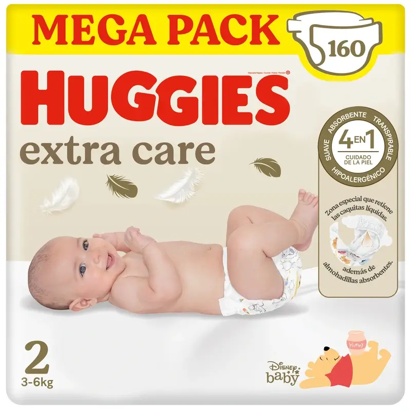 Huggies Extra Care Taille 2 (4-6 Kg) Disney Baby Diaper, 160 Pcs. - Image 2