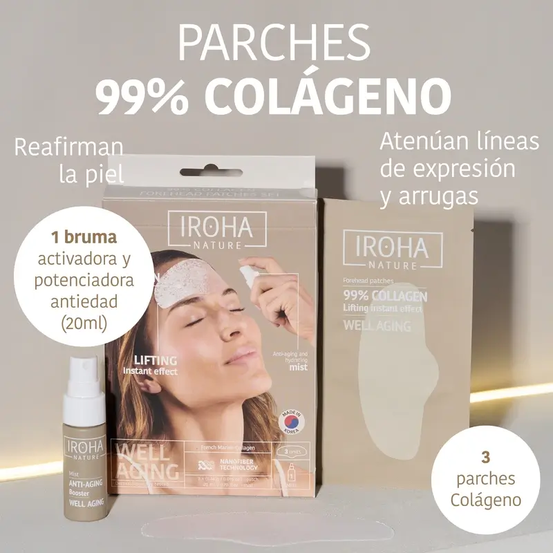 Iroha Nature Forehead Patches 99% Collagen (3 pcs + 1 Mist) , 3 paires - Image 8
