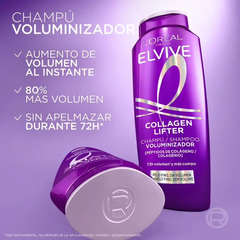 L'Oréal Paris Elvive Shampooing Volumisant, avec Peptides de Collagène, 700 ml - Image 3