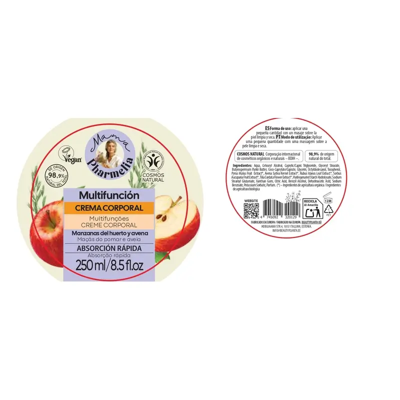 Mama Pharmelia Crème corporelle multifonctionnelle aux pommes du verger et à l'avoine, 250 ml - Image 2