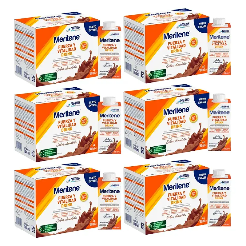 Meritene Boisson Force et Vitalité Chocolat, Pack 6 Boîtes 6 x 180 ml