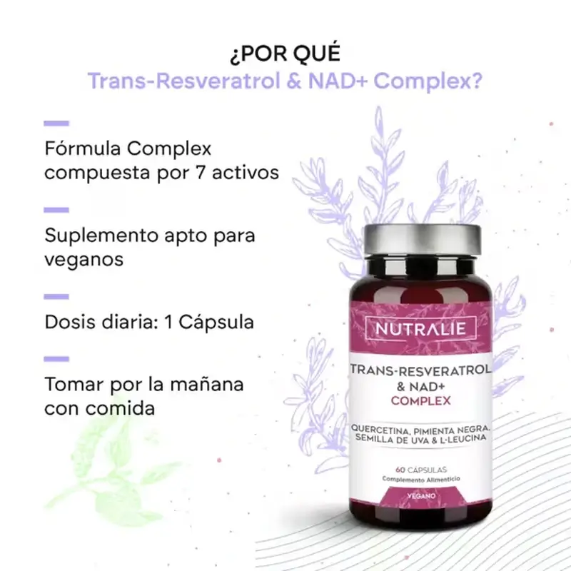 Nutralie Trans Resveratrol & Nad+ Complex With Quercetin + Piperine, 60 gélules - Image 3