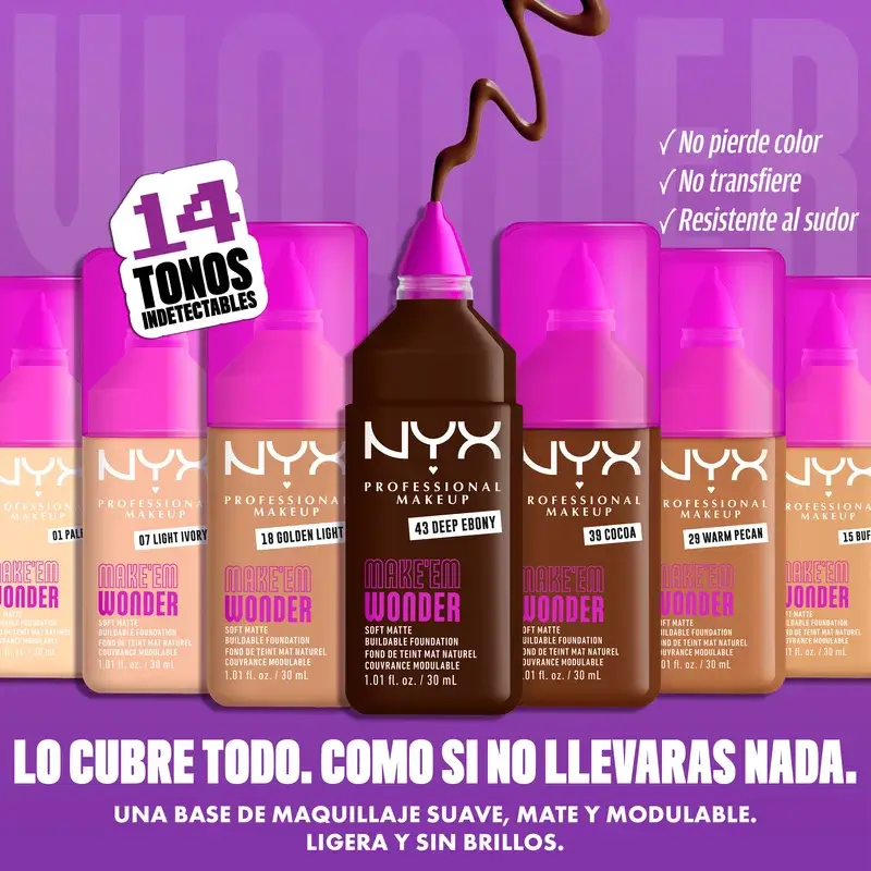 Nyx Cosmetics Make Em Wonder Fdt Deep Ebony, 30 ml - Image 4
