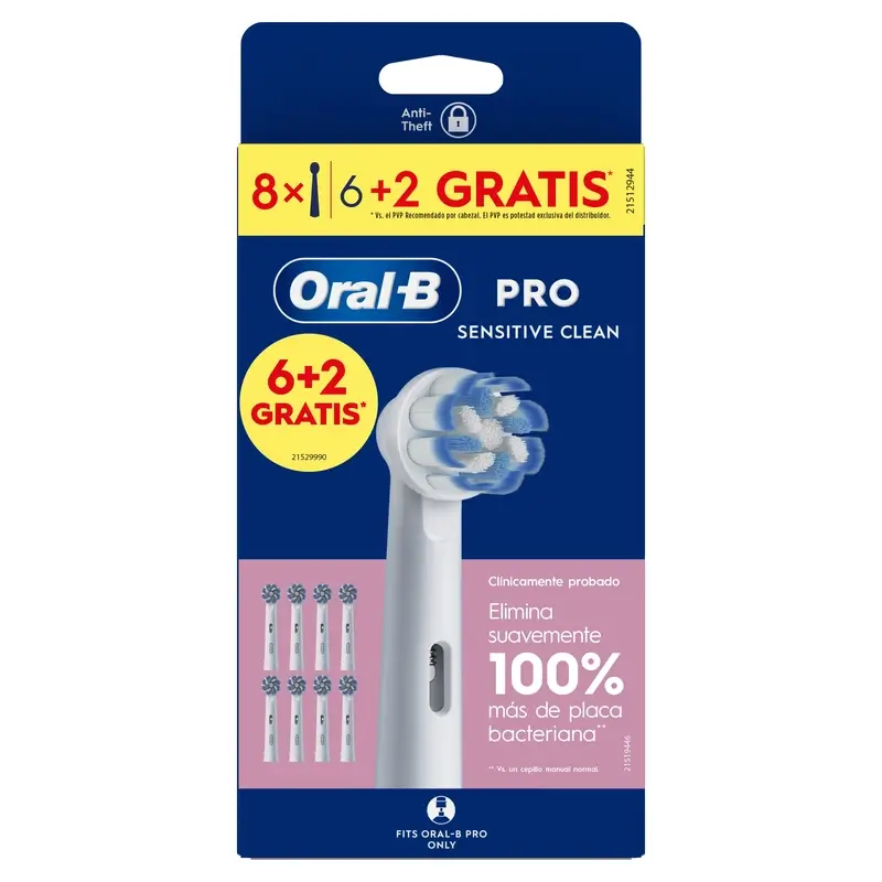 Oral-B Braun Sensitive Clean Refill, Pack of, 6+2 pcs.