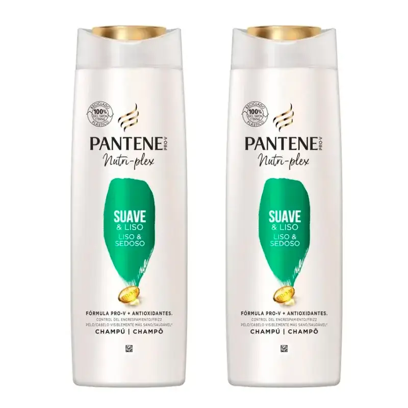 Pantene Nutri Plex Smooth & Sleek Shampooing, Pack 2 x 385Ml