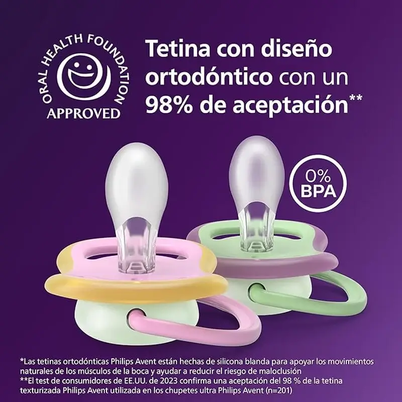 Philips Avent 2 tétines de nuit ultra air 6-18m bébé fille - Image 2