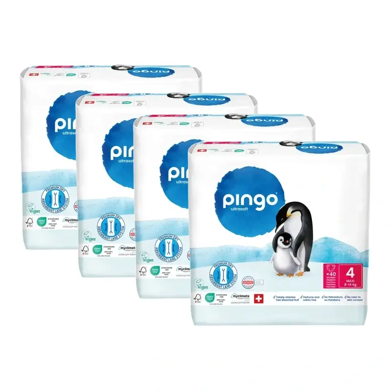Couches écologiques Pingo Taille 4 (8-14 Kg), 4X40 unités