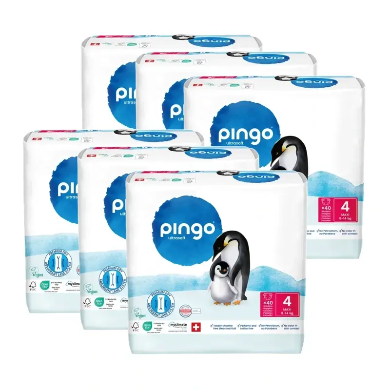 Couches écologiques Pingo Taille 4 (8-14 Kg), 6X40 unités