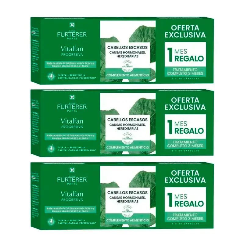 Rene Furterer Vitalfan Anti Chute de Cheveux Progressive, Pack 3 x 30 gélules