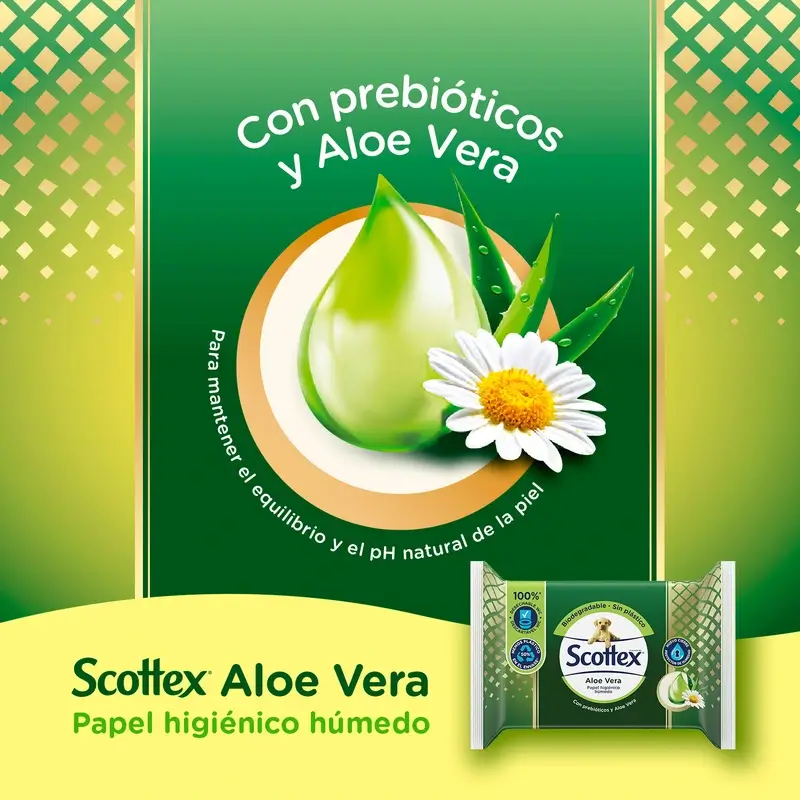 Papier hygiénique humide Scottex Aloe Vera, 66 unités - Image 3