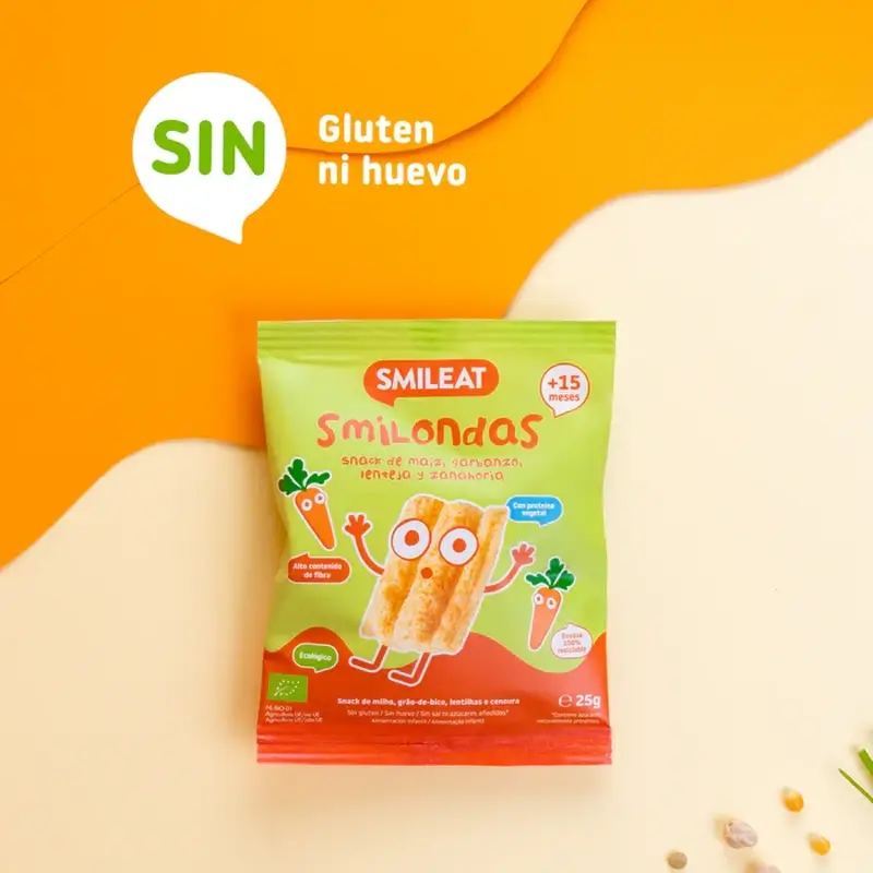 Smileat Smilondas Snack au maïs, légumes et carottes, 25 grammes - Image 3