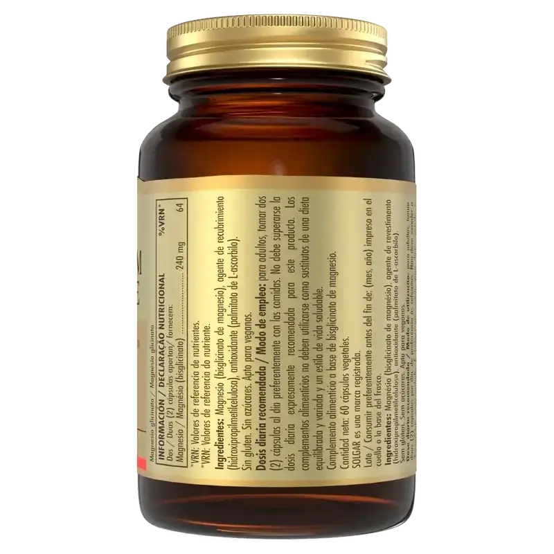 Solgar Magnesium Bisglycinate, Pack 2 x 60 Veggie Capsules - Image 4