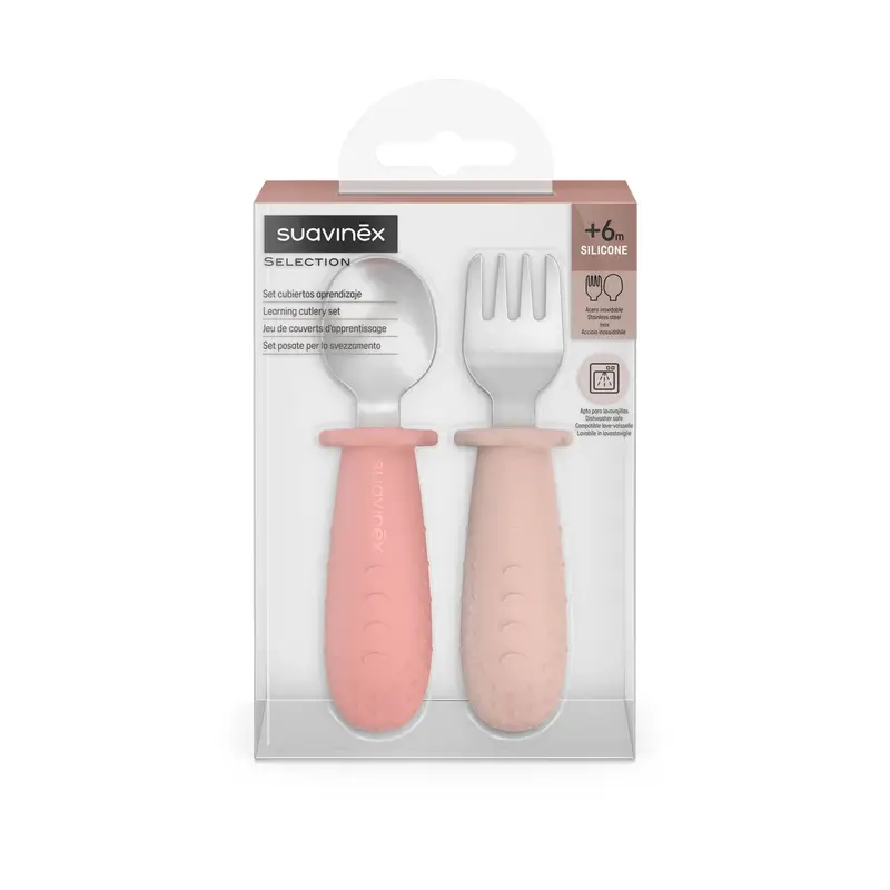Couverts d'apprentissage Suavinex en acier inoxydable, +6 mois, rose - Image 2