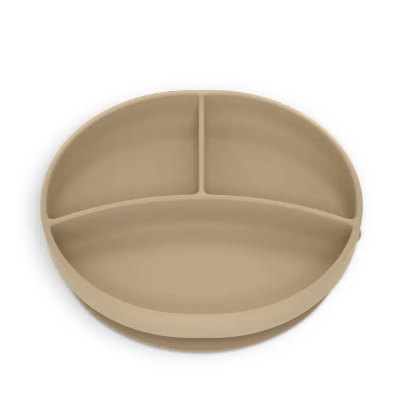Suavinex Assiette en silicone avec ventouse et divisions, +6 mois, beige