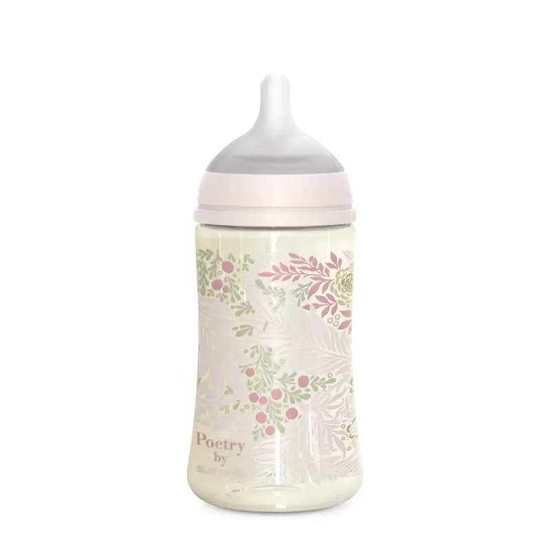 Suavinex Biberon 270 ml, débit moyen (M), +3 mois, Rose Poésie - Image 2