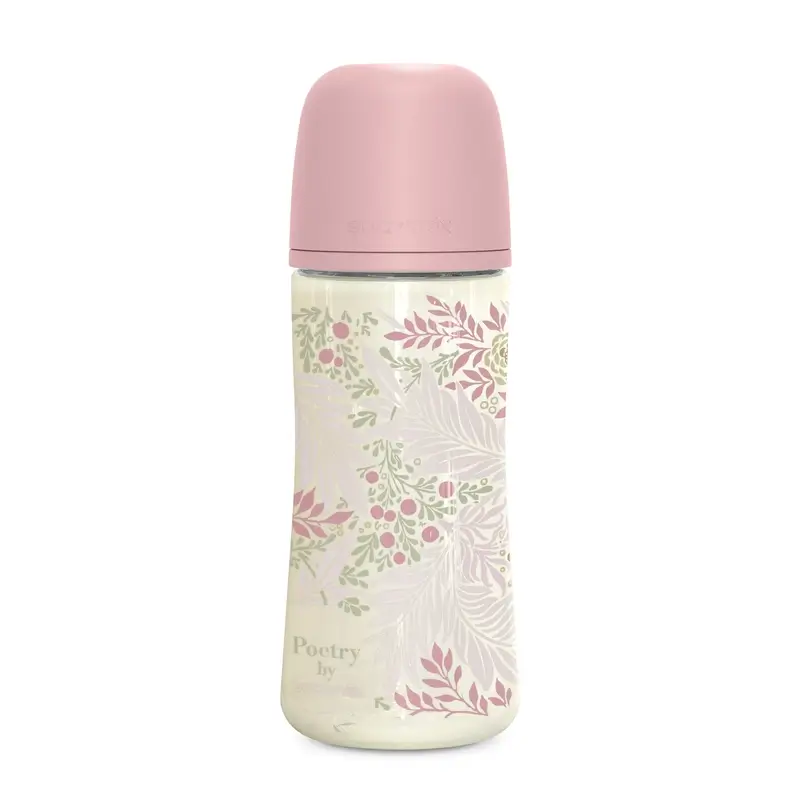 Suavinex Biberon 360 ml, débit dense (L), +6 mois, Poetry Pink
