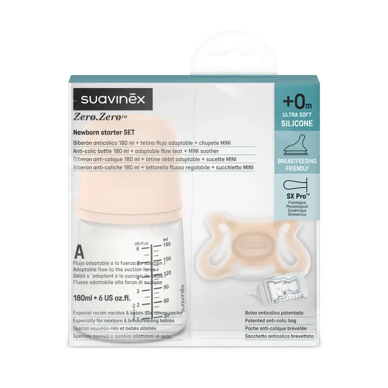 Suavinex Biberon anti-colique + sucette Zéro Zéro. Juste - Image 2